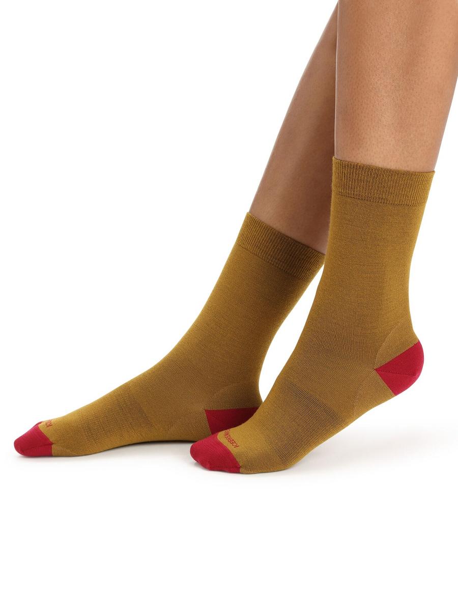 Clove / Cherry Icebreaker Merino Lifestyle Fine Gauge Crew Women's Socks | AU 1435AHKP